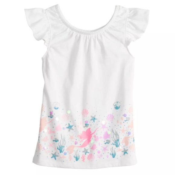Disney's The Little Mermaid Ariel Girls 4 Flutter Sleeve Top by Jumping Beans - Picture 1 of 6